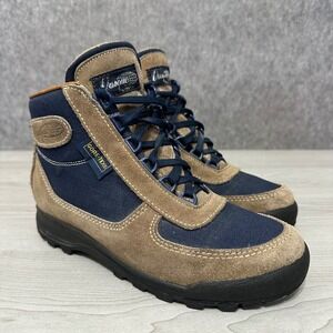 Vasque Skywalk GTX Hiking Boots Mens 8.5 Tan Navy Blue Gore-Tex Suede Outdoor